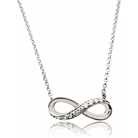 Sovats Infinity Necklace For Women 925 Sterling Silver Rhodium Plated - Lucky Symbol, Perfect For Valentines Day Gifts Cover