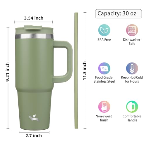 Image of Konokyo 30 oz Insulated Tumbler Water Bottle with Handle, Straw Lid