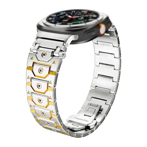 [dayeer] Galaxy Watch Ultra 47mm�p�����X�e�����X�X�`�[���X�g���b�v ���^���E�H�b�`�u���X���b�g�A�N�Z�T���[(Silver-G)