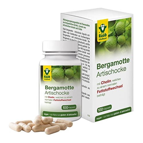 Raab Vitalfood Bergamotte Artischocken Kapseln, 100 Stück, hochdosiert aus Extrakt, Flavonoide, Cynarin, Cholin, vegan Cover