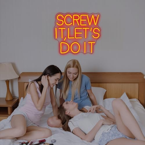 NOSUN Screw It Lets Do It Neon Sign Red Led Neon Sign for Wall Decor Dimmable Neon Light Dorm Room Light Up Sign for Party Wedding Bar Bedroom Decoration Gifts for Friend — view 5