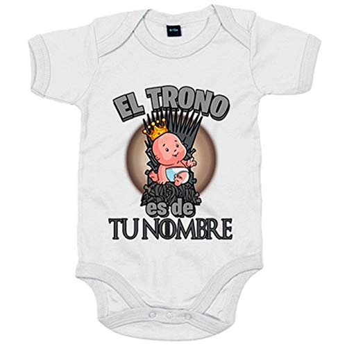 Body bebé el trono es de niño personalizable con nombre - Blanco, 6-12 meses