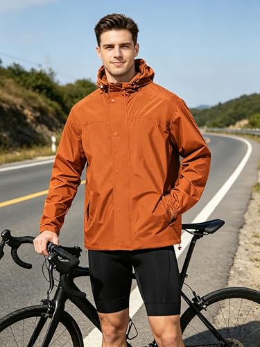 Image of UIQUR Mens Lightweight Rain Jacket Waterproof Windbreaker Packable Rain Coat with Hood for Golf Running Hiking Travel