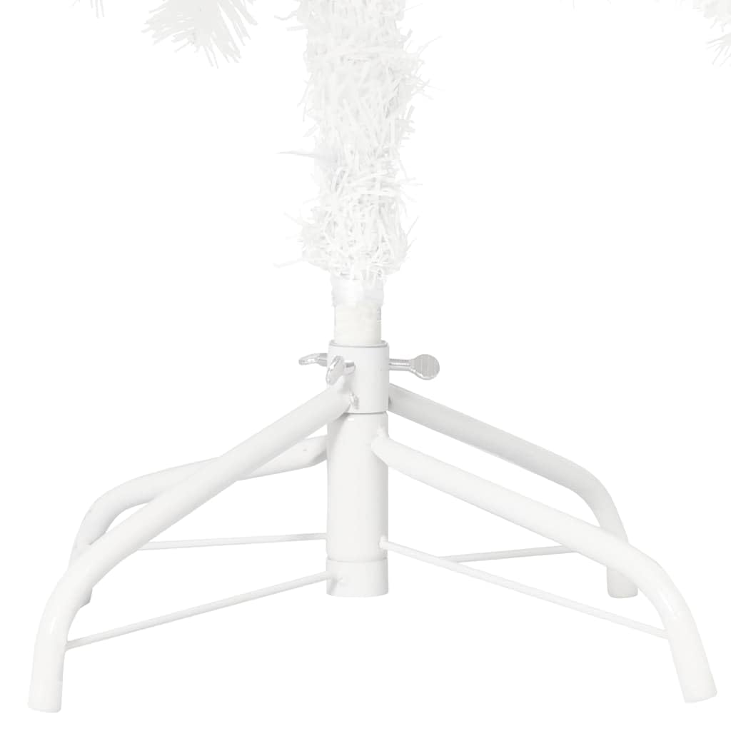 Árbol de Navidad artificial blanco, 210 cm, pre-pequeño con 300 s, 1100 ramas de polietileno, incluye 121 adornos y tapas de estrellas, soporte de acero duradero para decoración de vacaciones en