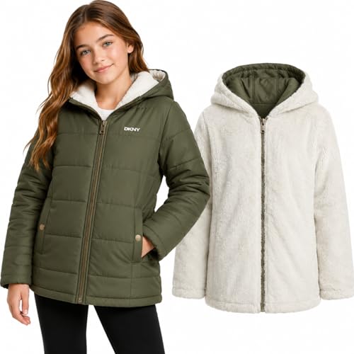10 Best Girls Winter Coats That Keep Little Ones Warm and Stylish 10 DKNY Reversible Girls Winter Coat with Hooded Puffer
