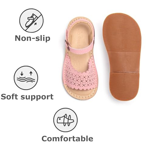 Image of THEE BRON Toddler Girls Vintage Open Toe Sandals Cushioned Comfy Summer Dress Shoes