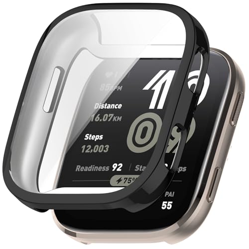 RUIIOCVKK for Amazfit Bip 6 �P�[�X �X�}�[�g�E�H�b�` �S�ʕی� TPU ���b�L �E���ȒP �^�b�`���x���� �ϏՌ��� �����h�~ Amazfit Bip6 �ی�J�o�[ (�u���b�N+�N���A)
