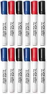 12 WhiteBoard Pens | Marker Pens | Whiteboard Markers | Dry Wipe Markers | Classroom Essentials for Teachers | Coloured WhiteBoard Pens | White Board Markers Erasable (Pack of 12 Board Pens)
