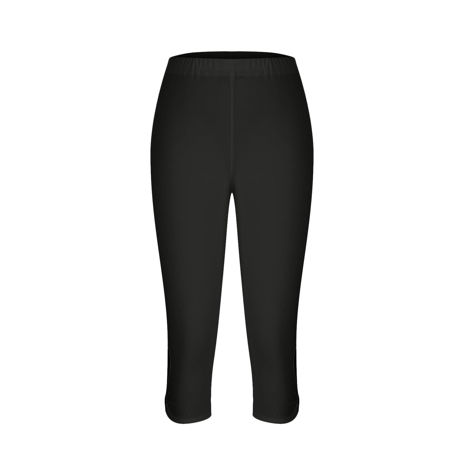 3/4 Leggings Femme,Taille Haute Doux Corsaire Pantacourt Elastique Grandes Tailles Leggins Short de Sport Capri Opaque Legging pour Salle Yoga Court en Tissu Pantalon d'Été Activewear Trois-Quarts