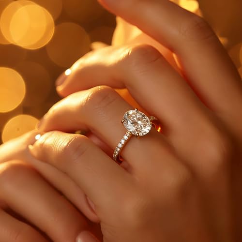 Dulin 2ct Wedding Band Ring for Women Oval Cut Cubic Zirconia 14K Gold Plated 925 Sterling Silver Promise Ring Gift for Her Size 6 by Dulin - Image 3