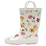 Hudson Baby Unisex Baby Rain Boots, Soft Painted Floral, 6 Toddler