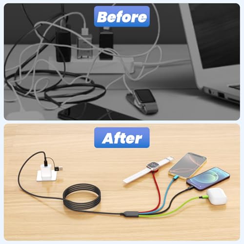 Image of Multi Charging Cable with iWatch Charger, 1 Pack 5FT Travel Essentials