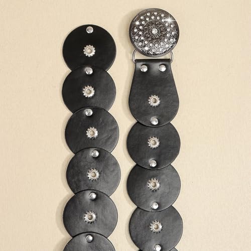 Vintage Rivets Embellished Belt Adjustable 90-110cm PU Leather Strap For Casual Outfits And Formal Wear Fashion Studded Belt3