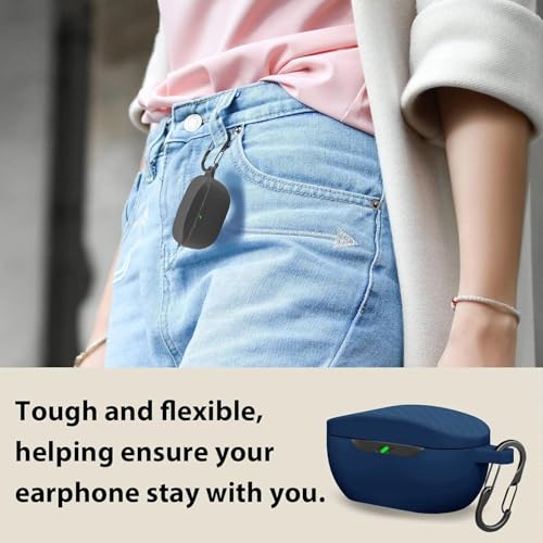 [2 Pack] easyBee Case Compatible with JBL Vibe Buds 2 / JBL Vibe Buds Bluetooth Headphone Charging Cover with 2 Keychain, Soft Liquid Silicone Ultra Thin Shockproof Protective Kit - Black Blue by easyBee - Used condition - Image 3