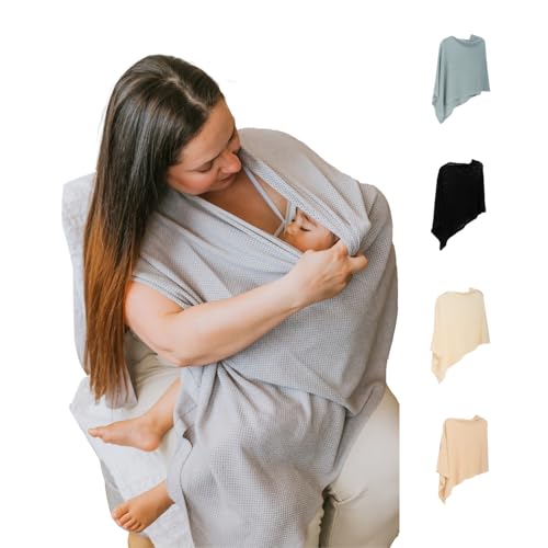 Image of Breathable Nursing Cover Up for Breastfeeding - Privacy Nursing Covers - Improved Ponchy by Gold Mamas - Newborn Essentials Must Haves - TrueGray