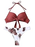 GORGLITTER Damen Bikini Set Mit Bügel Zweiteilig Badeanzug Push Up Bademoden Zweiteiler Bikini Swimsuit Rot M