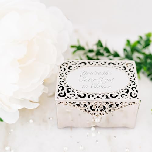 Cherished Moments Personalized Filigree Small Rectangle-Shaped Jewelry Keepsake Box with a Custom Engraved Message, Silver Toned2