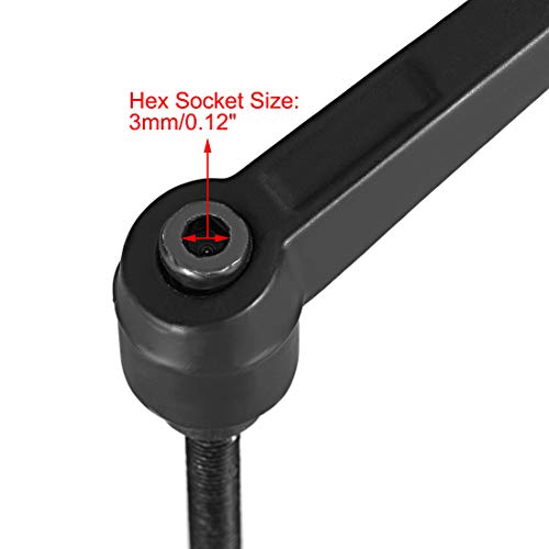 Image of uxcell Adjustable Clamping Lever Handle M5 x 50mm Metric Black Oxide Carbon Steel Male Threaded Stud Hand Knobs Push Button Ratchet Rotating Screw Handles Bolts with Locking Lever Black