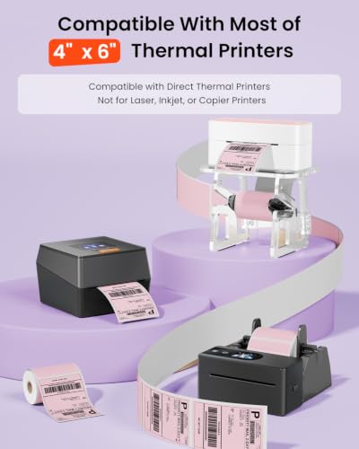 Image of Phomemo Pink 4x6 Thermal Label, Shipping Labels Pack of 250 4x6 Roll Labels, Compatible with Phomemo, Zebra, Rollo, Jadens and Other Thermal Printers