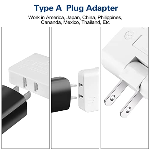3 Way Flat Wall Plug Outlet Adapter - 2-Prong Swivel Mini Indoor Wall Tap Plug,Portable Outlet Splitter,Rotating Mini Extension Plug Adapters,White (2 Pack) #TOP3