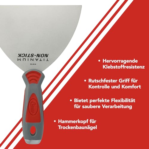 Clauss Spachtel 6 (15,2 cm) mit flexibler Klinge in Profiqualität | Titanium Edelstahlklinge mit Antihaftbeschichtung | rutschfester & ergonomischer Griff | ideal für Ausbesserungsarbeiten | 18735