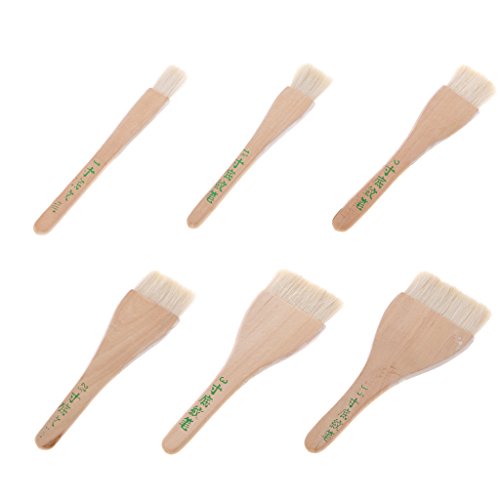 Qupida 1 Pcs Goat Hair Hake Brushes Wooden Handle for Watercolor Acrylic Oil Paint Art Supplies (1 in)