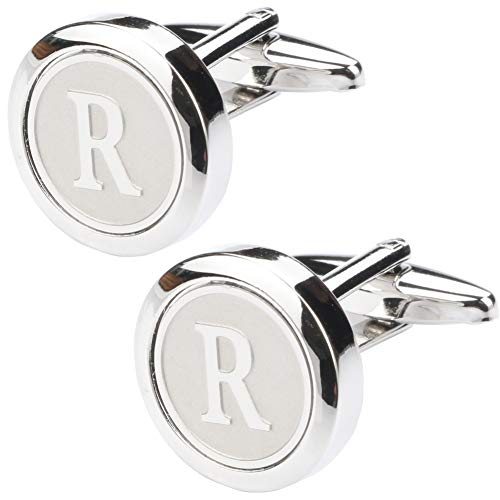 Mens Classic Stainless Steel Initial Cufflinks 26 Alphabet Initial Letter Cufflinks Business Shirts A-Z