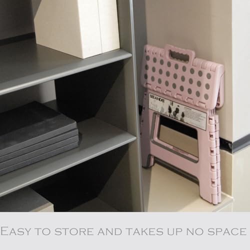 Image of Foldable Step Stool Sturdy Safe Enough - Holds up to 300 Lb - 11 inch Footstool for Adults or Kids, Folding Ladder Storage /Opens Easy, for Kitchen,Toilet,Camping (Dusty Pink Puple)