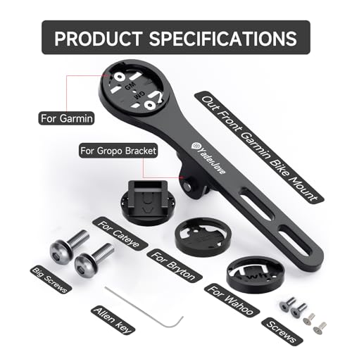 Bike Computer Mount - Out Front Mounts for Road Bikes Integrated Handlebar, Aluminium Alloy GPS Computer Combo Mount & GoPro Full Range - Thumbnail 2