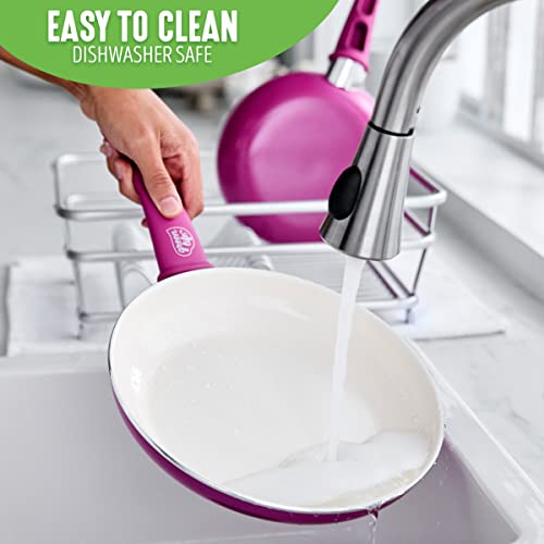 Greenlife Soft Grip Healthy Ceramic Nonstick, 7" And 10" Frying Pan Skillet Set, Pfas-Free, Dishwasher Safe, Bright Pink #TOP7