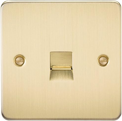 Knightsbridge FP8900BB Brushed Brass FPAV8900BB Flat Plate 115V/230V Dual Voltage Shaver Socket Black Insert, 230 V