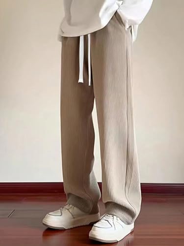 ZAFUL Mens Corduroy Pants Straight Leg Drawstring Elastic Waist Casual Pants Lounge Baggy Trousers with Pockets2