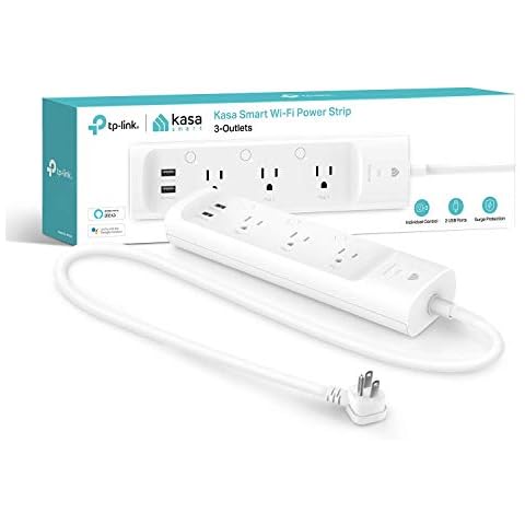 Kasa Smart Plug Power Strip KP303, Surge Protector with 3 Individually Controlled Smart Outlets and 2 USB Ports, Works with Alexa & Google Home, No Hub Required , White Cover