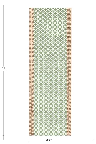 Tapis kilim en coton vert et beige pour sublimer un salon usé