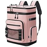 Hulongo 48Cans Large Cooler Backpack, Leakproof Insulated Backpack Cooler for Women, Waterproof, Double Deck, Pink
