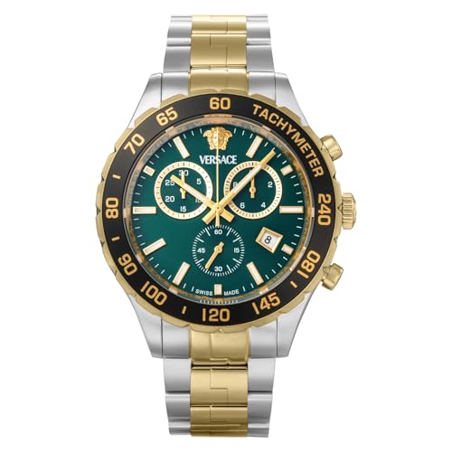 【VERSACE】 メンズ 腕時計 Watch ヴェルサーチェ HELLENYIUM ヘレニウム VEPCA0524 クォーツ 日常生活防水 サファイアガラス シルバー／イエローゴールド文字盤 ステンレススチール [並行輸入品]