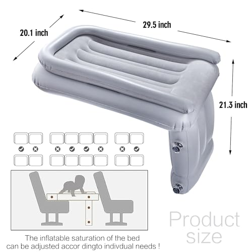 Inflatable Toddler Travel Bed - Airplane Bed for Kids, Airplane Seat Extender for Kids - Plane Bed for Toddler Baby Air Mattress, Toddler Blow Up Bed with Sides Pump and Belt, Kids Aero Bed - Image 5