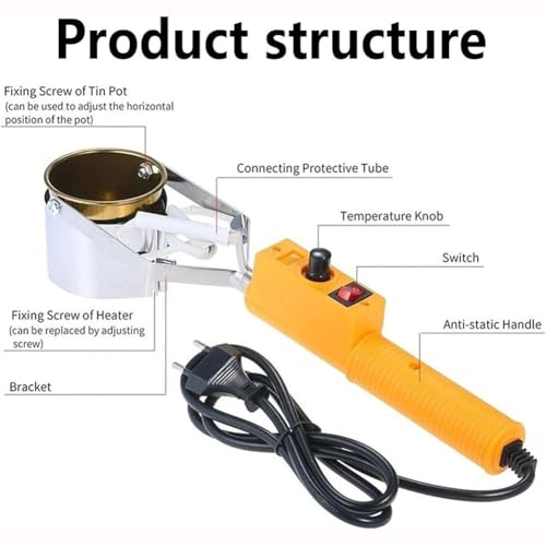 Horno portátil para fundir plomo eléctrico de 500W y soldar con temperatura regulable 7