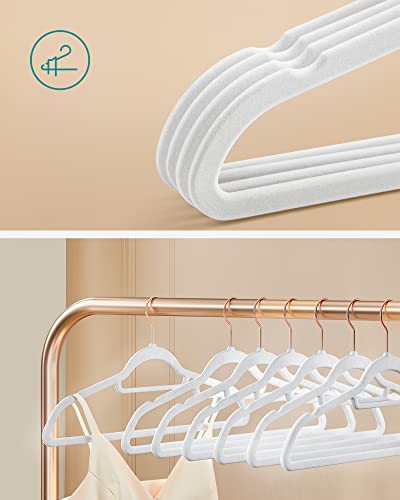 Miniatura 3 de Songmics Percha De Terciopelo, Juego De 30, Antideslizantes, Con Barra Corbata Y Gancho Oro Rosa, 0,6 Cm Espesor, Ahorra Espacio, 43,5 Cm Largo, Abrigo Pantalón, Blanco Nube Crf021w01