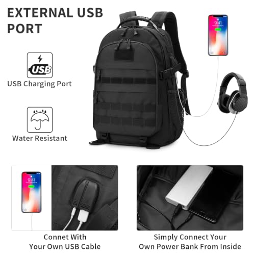 VINBAGGE Sac à Dos Randonnée Tactique Militaire 30L/35L/40L/45LSac à Dos Imperméable USB Multifonction pour Outdoor Voyage Trekking Camping Chasse – vue 3