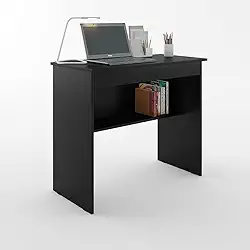 Escrivaninha/Mesa de Computador com 1 Gaveta e Prateleira Organizadora para Quarto ou Escritório de Estudo (Preto)