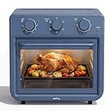 SMIRLY 6-in-1 Air Fryer Toaster Oven Combo, 27QT Convection Oven Countertop, 60 Min Timer, 1800W Oven for Toast, Roast, Bake, Reheat, Broil, Warm, Fits up to a 5 lb Turkey, 12' Pizza, 8 Toast, Blue