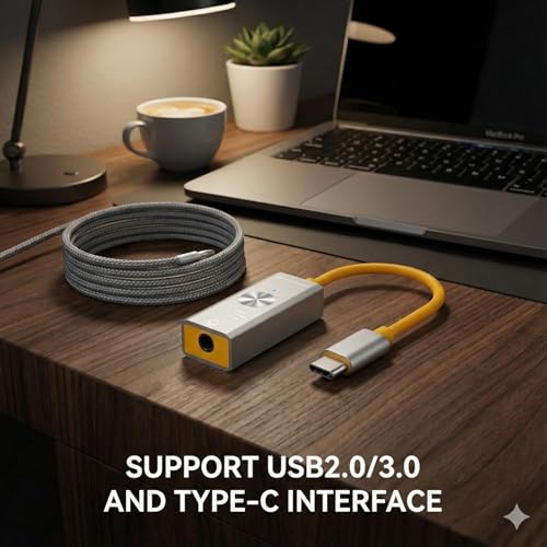 Image of USB Type C Sound Card for Laptop PC I External Stearo USB to 3.5mm Jack Audio Adapter I One Click Noise Cancelling Audio Card Splitter Converter for Windows and Mac, Linux,