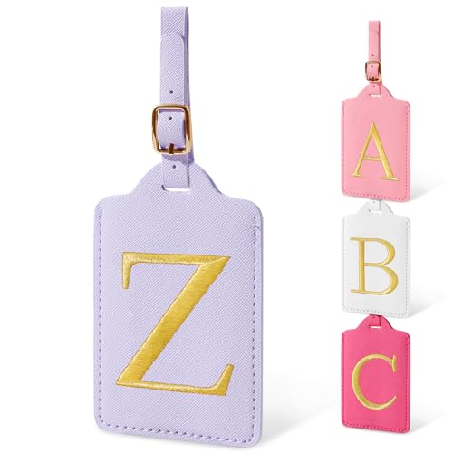 Image of Personalized Initial Letter Luggage Tags for Suitcases,Suitcase Identifier Baggage Tag,Cute Travel Luggage Tags,Best Gift Wedding Birthday for Couples Honeymoon Friend Family Vacation(Purple Z)