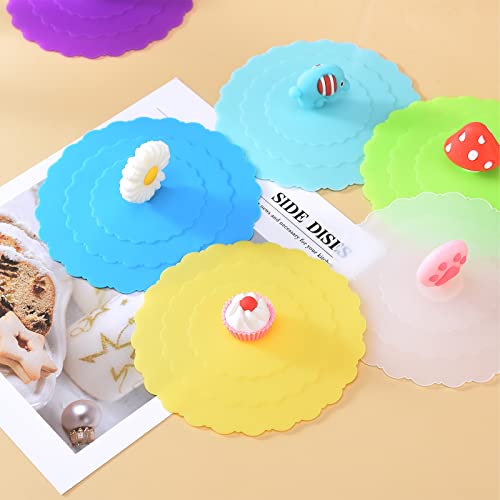 Fofetbfo 8 peças tampas de silicone para copos, capas de caneca fofas, tampas de caneca de café reut