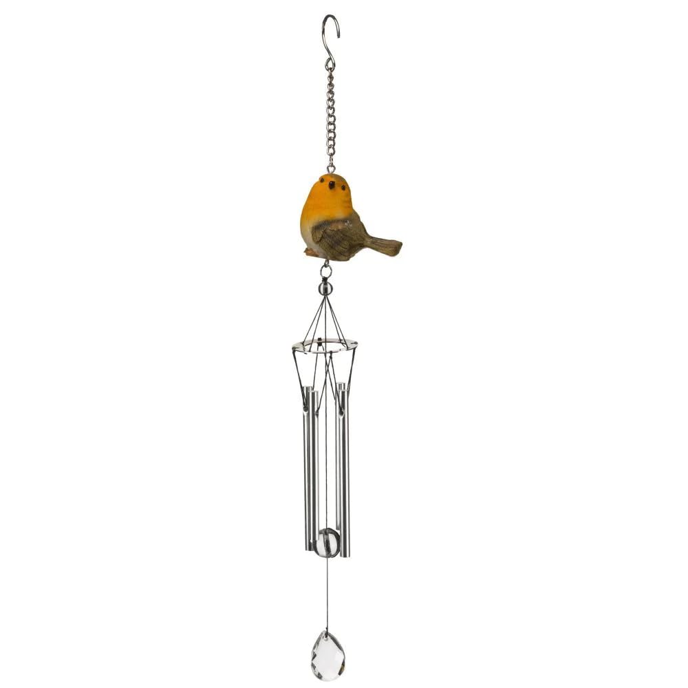 Smart Garden Silver Hanging Robin Wind Chime Light By