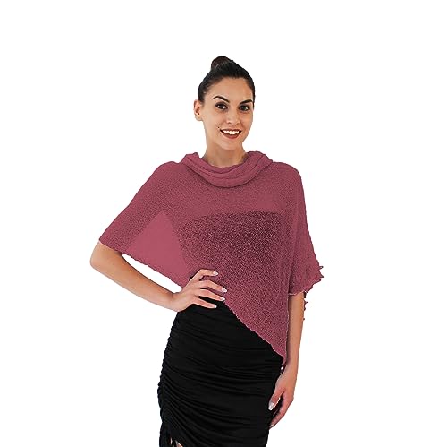 Poncho bolardo de mujer elegante con acabado artesanal en red de viscosa fina