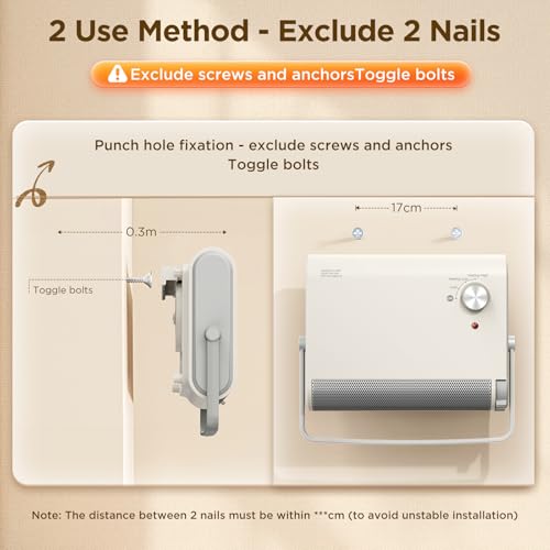 Sandrem Calefactor Bajo Consumo 2000W, Calefactor Baño Pared Ultrafino con 3 Modos, Calor Instantáneo, Secado de Toallas, Anti-Humedad, Oscilación 30°, Ignífugo V-0, IPX2, Termostato Ajustable - imagen 6