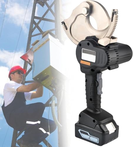 Compact Ratcheting Battery Cable Cutters - Aluminum Copper Scissors for 50/65/75mm Wires, Includes 2X 4Ah Lithium-Ion Batteries & Charger, Electric Gear Type Pliers