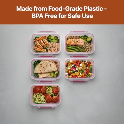 delka Airtight Food Storage Containers Pack of 5 (5 x 1000ml) BPA-Free Plastic with Lids – Stackable & Leak-Proof Meal Prep Boxes, Microwave, Freezer & Dishwasher Safe, Kitchen Organiser - Image 3